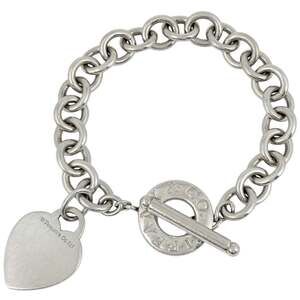 TIFFANY Authentic Silver Heart Charm Bracelet
